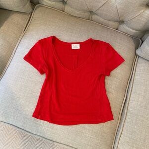 PST (free people) red ribbed t-shirt